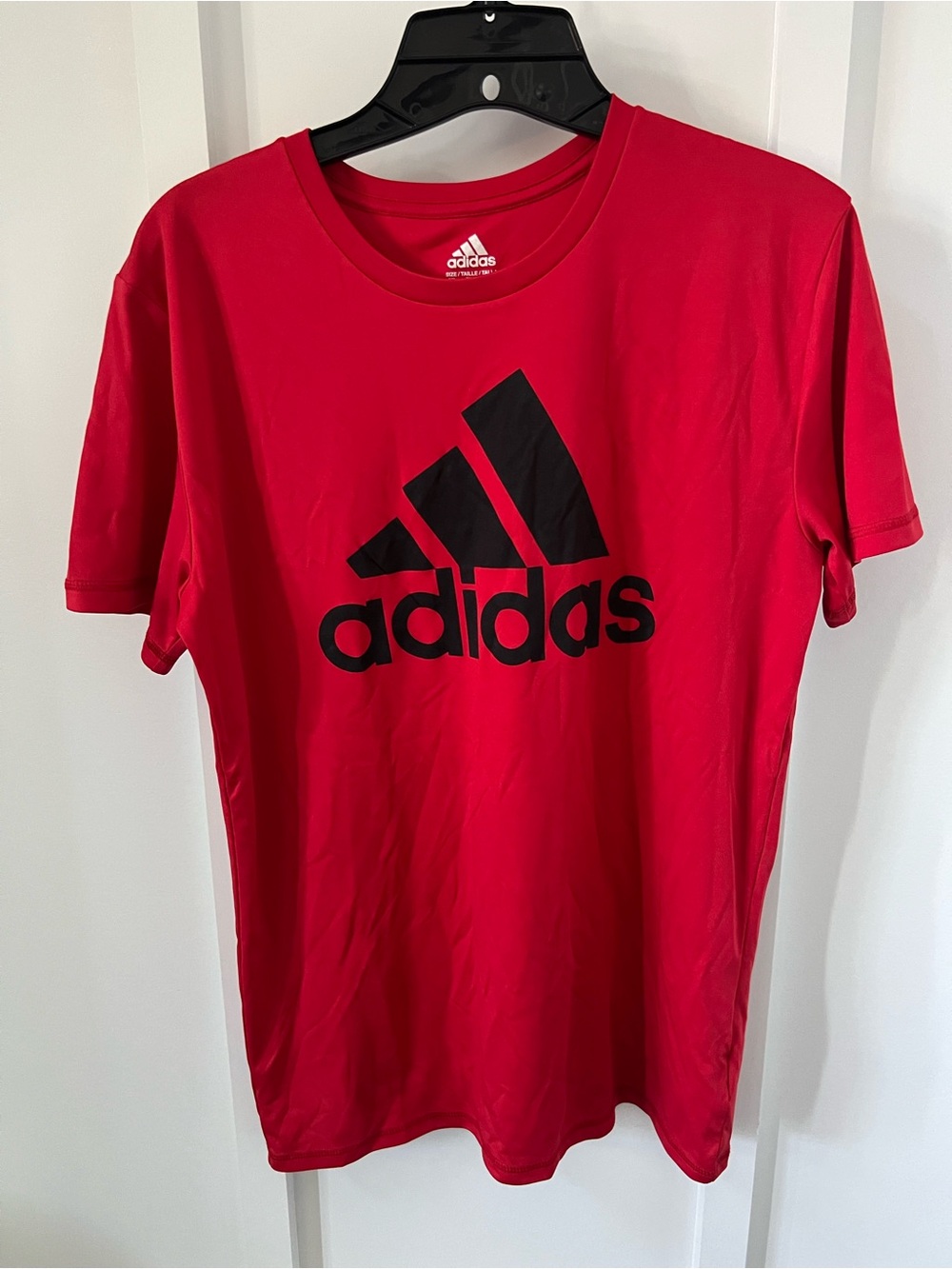 Adidas Boys Red Short Sleeve Tee with Black Logo